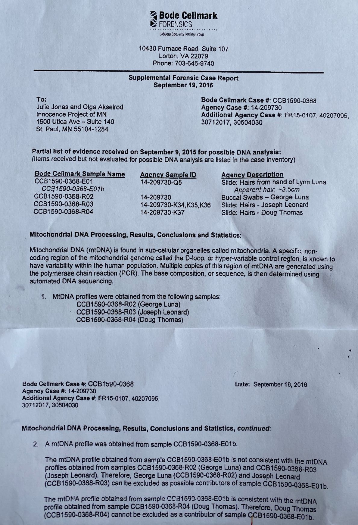 Lab results